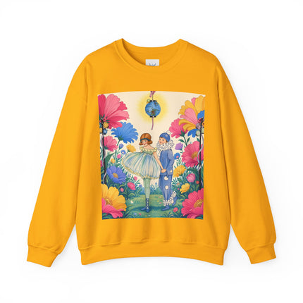 🌸🏮 The Lantern Garden Stroll Crewneck Sweatshirt – Art Deco Floral Whimsy