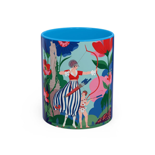 The Lady Of The Scarlet Bow Colorful Mugs – Art Deco Botanical Archer Elegance