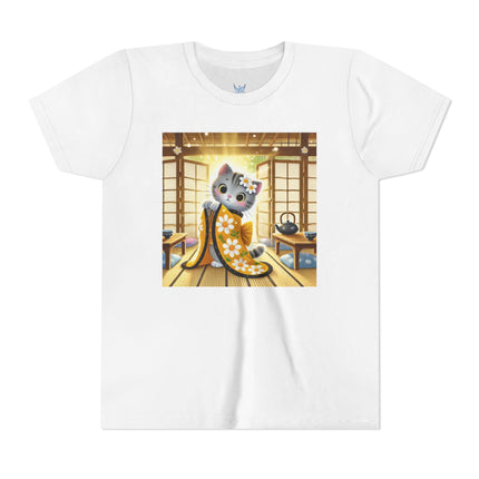 Playful Kitten in the Tea Room Youth Short Sleeve Tee