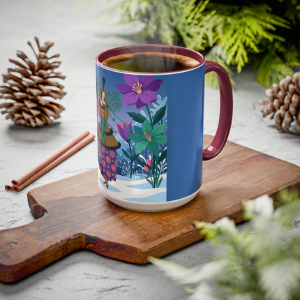 🌹❄️ The Holly Rose Of Winter Colorful Mug – Art Deco Christmas Garden