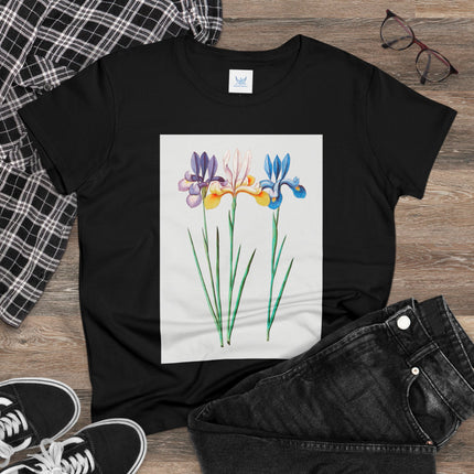 Women's Blue Iris Print Midweight Cotton Tee