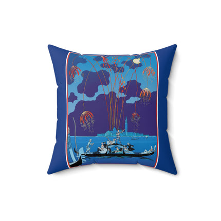 Fireworks in Venice by George Barbier Spun Polyester Square Pillow