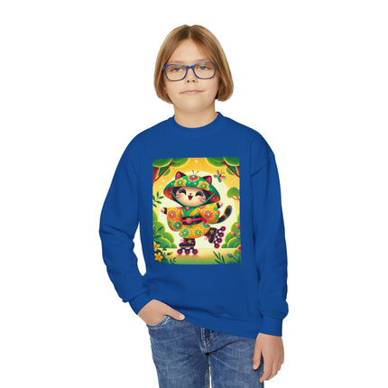 Firefly Dance on Wheels Youth Crewneck Sweatshirt – Motion, Magic & Playful Energy