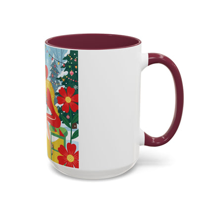 ☕🎄 Christmas Tea In The Snow Garden Colorful Mug – Art Deco Holiday Friendship