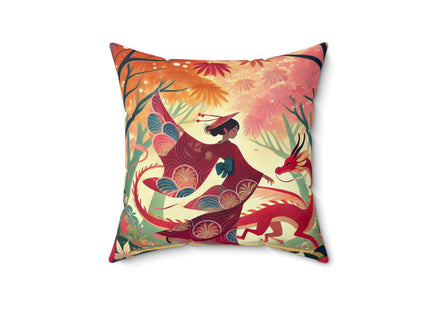 The Dragon Fairy’s Dance Spun Polyester Square Pillow
