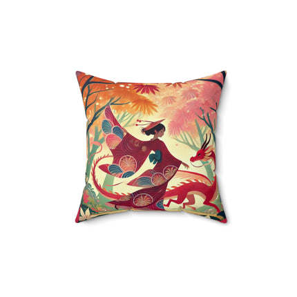 The Dragon Fairy’s Dance Spun Polyester Square Pillow
