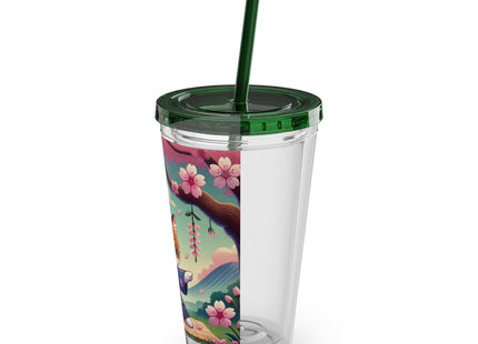 Samurai Kitten Sunsplash Tumbler with Straw, 16oz