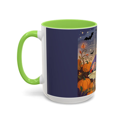 🌙🎃 The Moonlit Garden Walk Colorful Mug – Elegant Halloween Charm