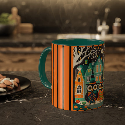 Night of the Trick-or-Treating Owlets Colorful Mugs, 11oz