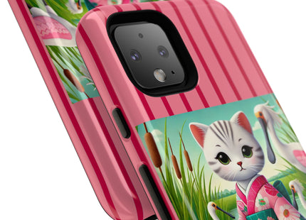 Geisha Kitten Strolls Among the Spoonbills Phone Cases