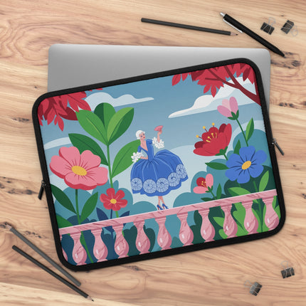 🌺🪭 The Lady Of The Grand Garden Terrace Laptop Sleeve – Art Deco Floral Elegance