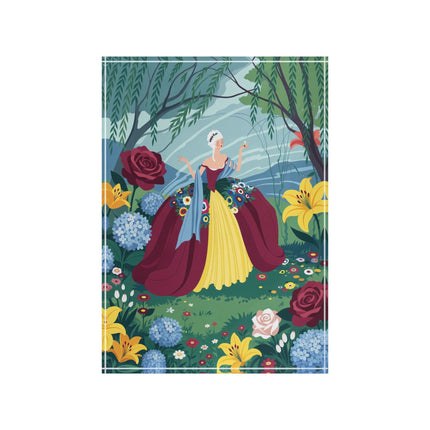 🌺👑 The Lady Of The Grand Flower Garden Acrylic Art Block – Art Deco Floral Elegance