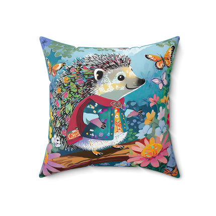 Cute Hedgehog Spun Polyester Square Pillow