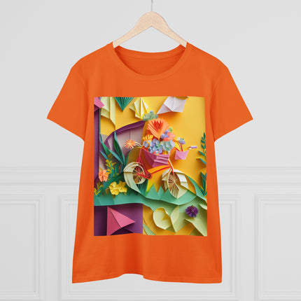 Origami Bicycle Women's Midweight Cotton Tee