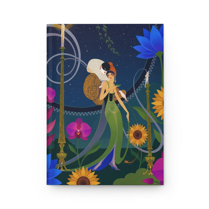 🌙🌻 The Lovers Of The Midnight Flower Garden Hardcover Journal – Art Deco Romantic Elegance