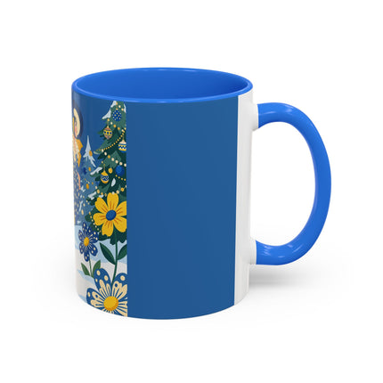 💙🌼 The Bluebell Christmas Promenade Colorful Mug – Art Deco Holiday Fantasy