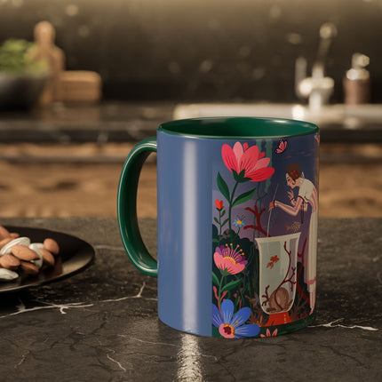 The Lady Of The Enchanted Aquarium Colorful Mugs – Art Deco Aquatic Elegance