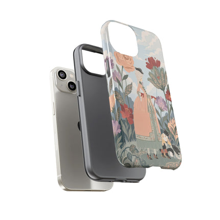 🌹🐈 The Lady And Puss In Boots Phone Case – Art Deco Floral Whimsy