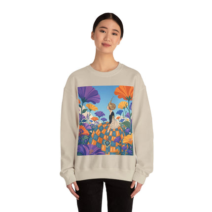 🌺🧡 The Lady Of The Golden Garden Crewneck Sweatshirt – Art Deco Fashion Fantasy