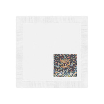Rank Badge with Dragon with Deer Hooves White Coined Napkins