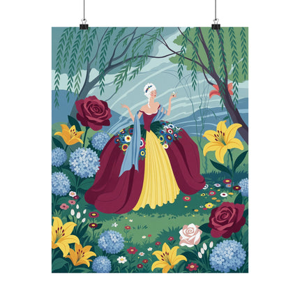 🌺👑 The Lady Of The Grand Flower Garden Matte Vertical Poster – Art Deco Floral Elegance