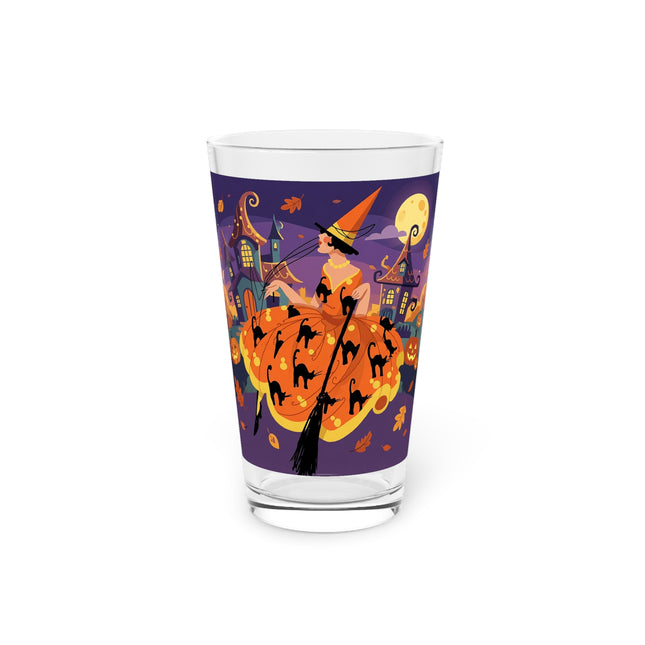 🐈‍⬛🎃 The Black Cat Witch Of Pumpkin Manor Glass, 16oz – Whimsical Halloween Charm