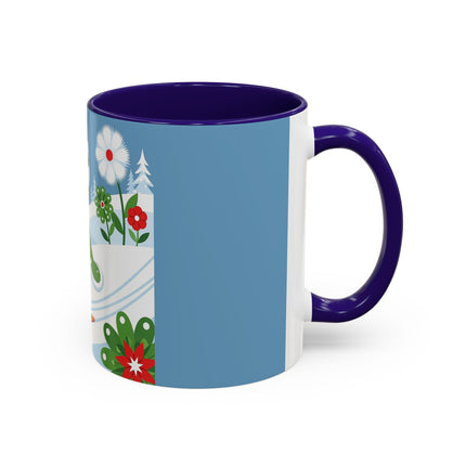 🎿❄️ The Winter Garden Skier Colorful Mug – Whimsical Holiday Fantasy