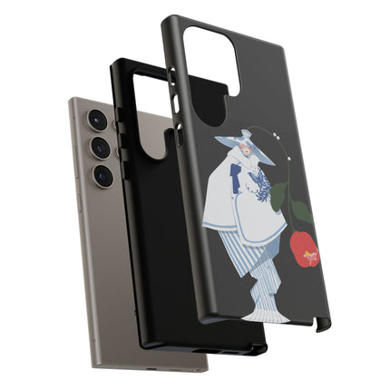 Blue & White Porcelain Geisha Phone Case – Elegant Mystery & Floral Grace