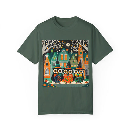 Night of the Trick-or-Treating Owlets Unisex Garment-Dyed T-shirt