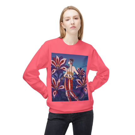 🎭🌺 The Enchanted Peacock Blossom Dancer Midweight Crewneck Sweatshirt – Art Deco Floral Fantasy