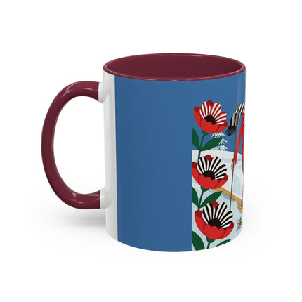 🎿🎄 The Christmas Holly Skier Colorful Mug – Whimsical Holiday Fantasy