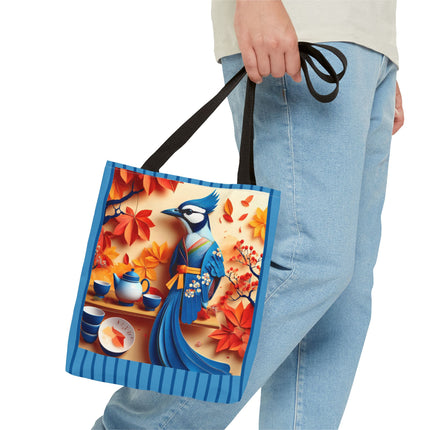 Blue Jay at an Autumn Tea Ceremony Tote Bag (AOP)