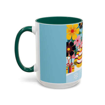 🌼🎄 The Christmas Blossom Belle Colorful Mug – Colorful Art Deco Holiday Fantasy