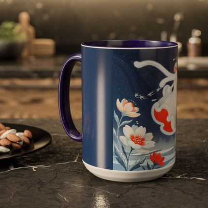 ❄️⛸️ The Winter Skater’s Flight Colorful Mug – Art Deco Floral Fantasy