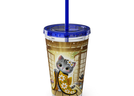 Playful Kitten in the Tea Room Sunsplash Tumbler with Straw, 16oz