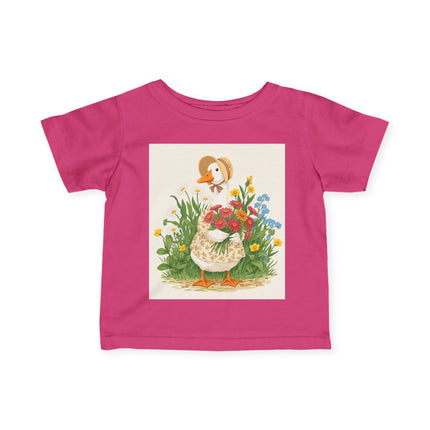 🪿🌸 The Little Flower Garden Goose Infant Fine Jersey Tee – Whimsical Woodland Charm