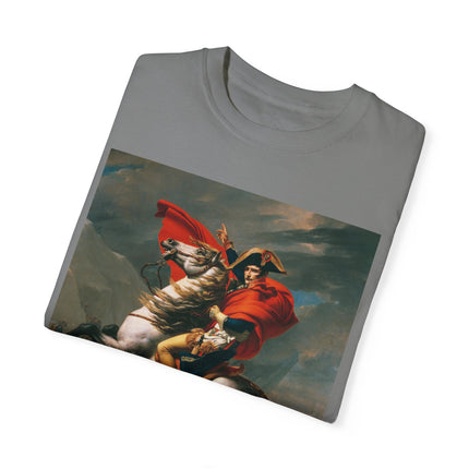 Napoleon Crossing the Alps by Jacques-Louis David Unisex Garment-Dyed T-shirt