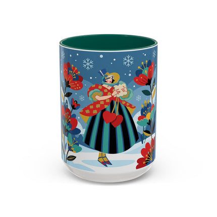 ❤️❄️ The Winter Heart Messenger Colorful Mug – Art Deco Snow Garden Fantasy