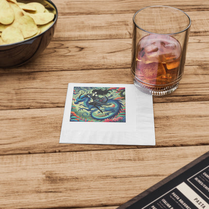 Mystic Guardian of the Sky White Coined Napkins