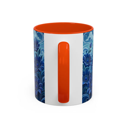 💙🌸 The Sapphire Wind Dancer Colorful Mug – Art Deco Floral Fantasy