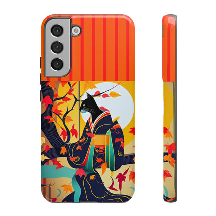 Black Cat in Kimono Phone Cases