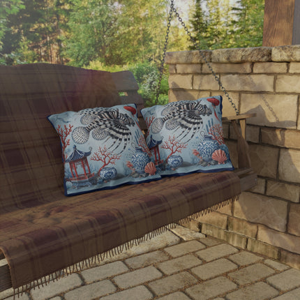 Lionfish & Lantern Outdoor Pillows – Mystical Ocean & Asian Harmony