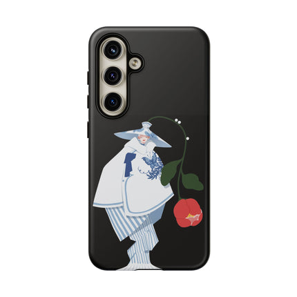 Blue & White Porcelain Geisha Phone Case – Elegant Mystery & Floral Grace