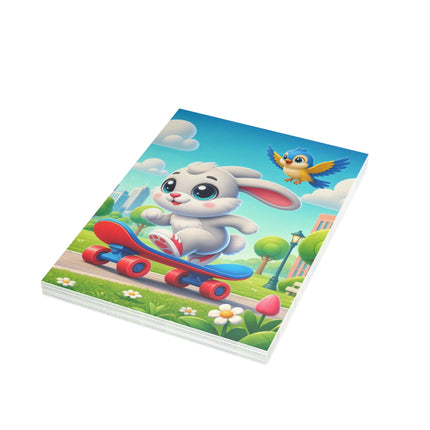 🐰🛹 The Little Bunny Skateboard Ride Greeting Card – Whimsical Animal Adventure