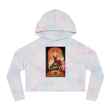 January & Garnet (from the Gem Series) by Sofia Chiostri Women’s Cropped Hooded Sweatshirt