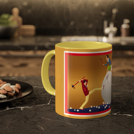 Crack-Up Comedy: The Great Egg Duel Colorful Mugs, 11oz
