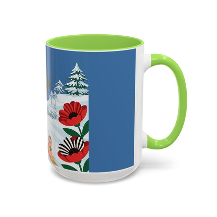 🎿🎄 The Christmas Holly Skier Colorful Mug – Whimsical Holiday Fantasy