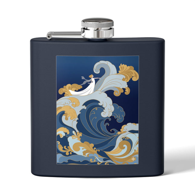 Wave Enchantress Flask – Oceanic Grace & Golden Tides
