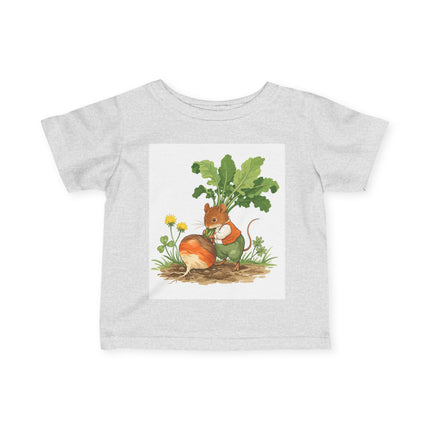 🐭🥕 The Little Garden Harvest Mouse Infant Fine Jersey Tee – Whimsical Woodland Charm