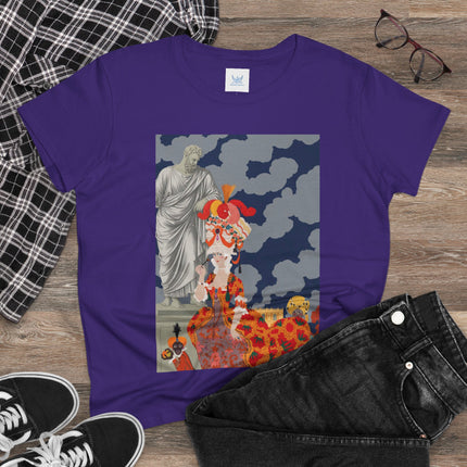 Rococo Grandeur Women's Midweight Cotton Tee – Opulent Elegance & Theatrical Charm